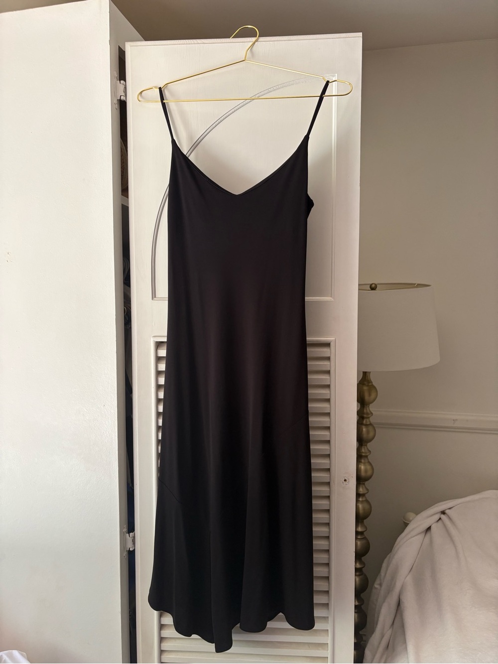 Banana Republic Black Midi Mesh-like Slip Dress